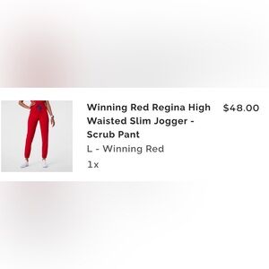 Winning Red Slim Jogger Scrub Pant and Casma 3 Pocket scrub top